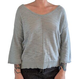 UpWest Oversized Burnout V-neck Sweater Light Blue | S